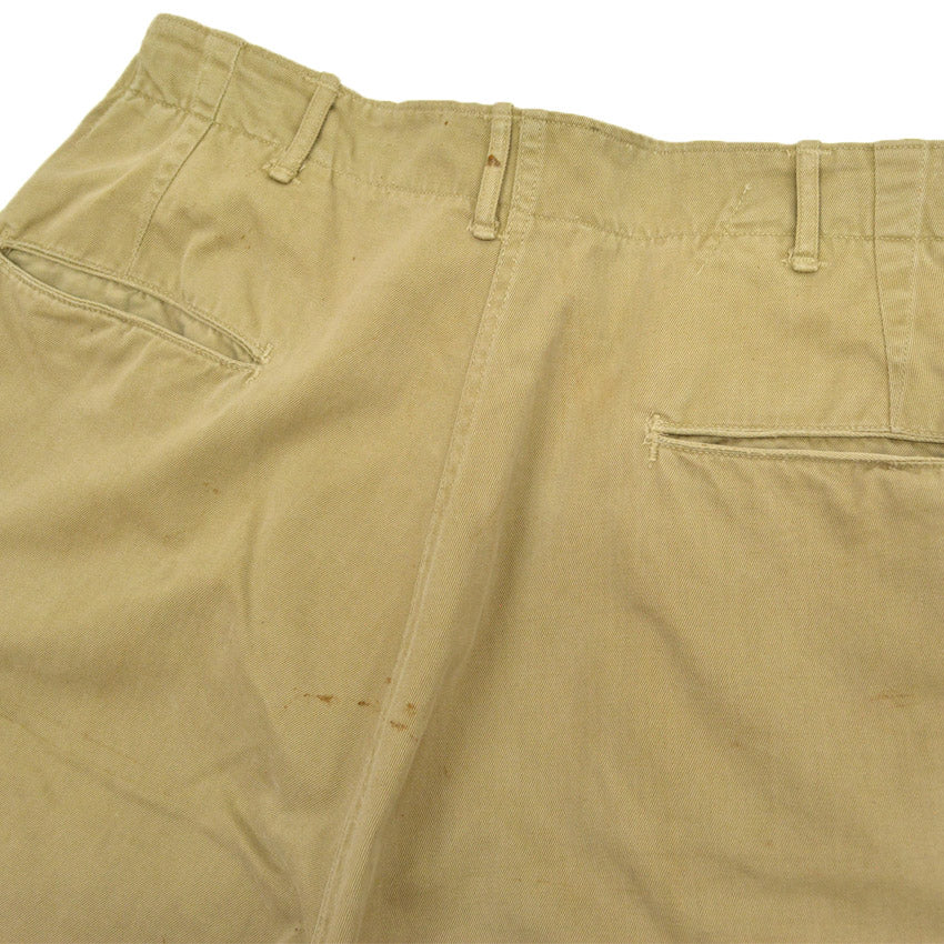1940s US ARMY M-1943 Khaki Chino Pants with Gas Flap... W32 x L31