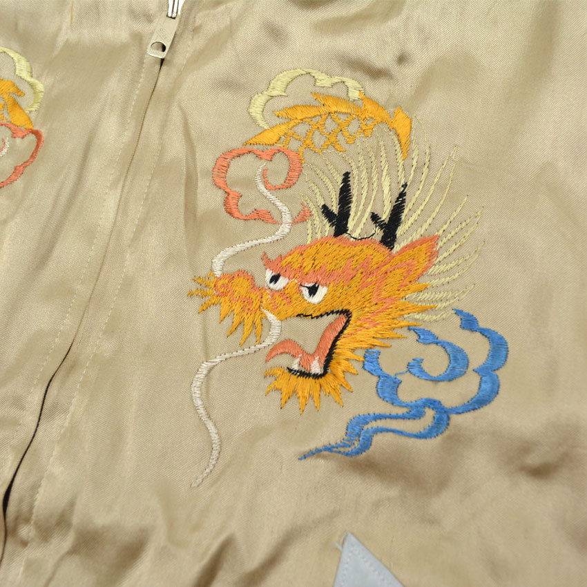 1950s JAPAN SOUVENIR JACKET (Sukajan) Beige with Speed ​​Zipper...