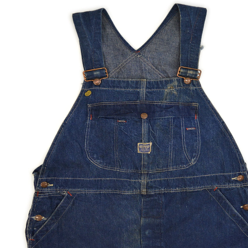 1940's~ PAYDAY JC PENNEY CO DENIM OVERALL DARK... W39