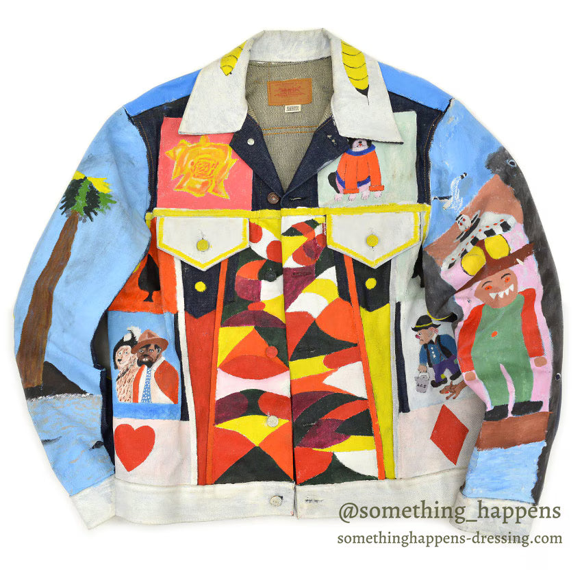 1970's Levi's FOLK ART PAINT 70505 small-e DENIM JACKET NON WASH ... 44