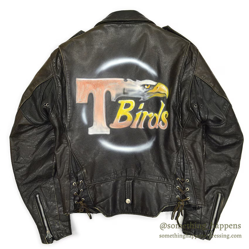 1980's SCHOTT 125 DOUBLE RIDERS JACKET BACK PAINT... 40