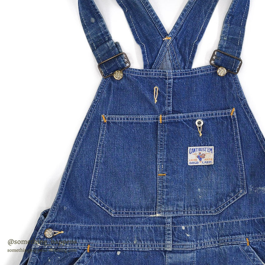 1940's CAN'T BUST'EM WW2 DENIM OVERALL / UNUSUAL DETAIL ... W36/L29