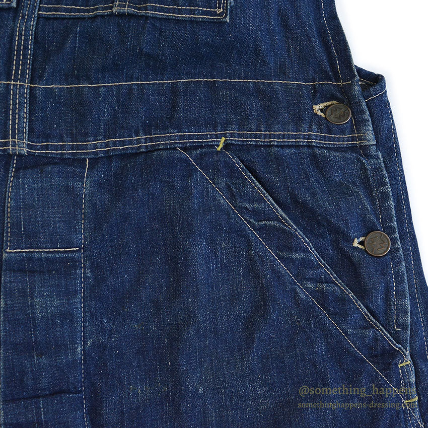 1930's~ WARDS PIONEER DENIM OVERALL / VERY DARK ... W37/L26