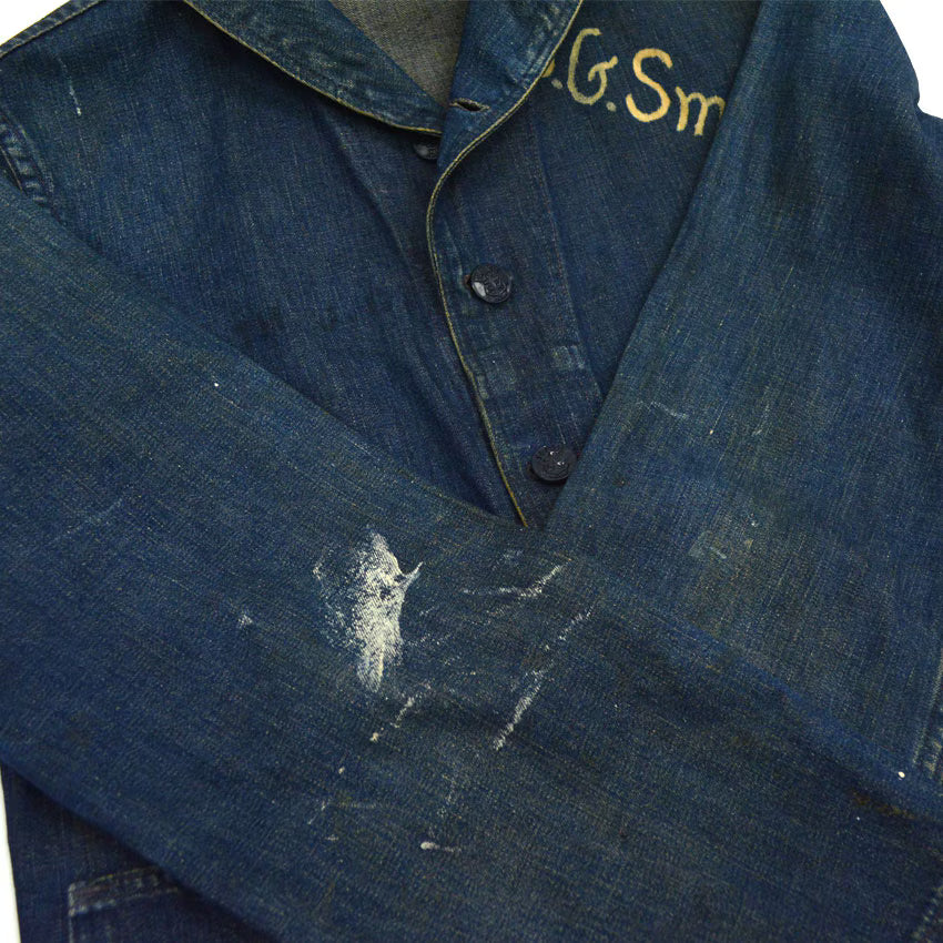 1940s US Navy Shawl Collar Denim Jacket, Dark Navy, Multiple Stencils...