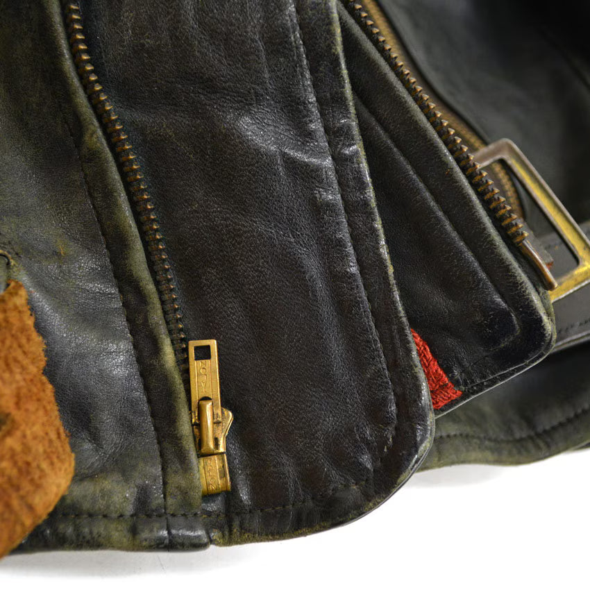 50's Genuine Horsehide FRONT QUARTERS Horsehide Double Riders Jacket... 40