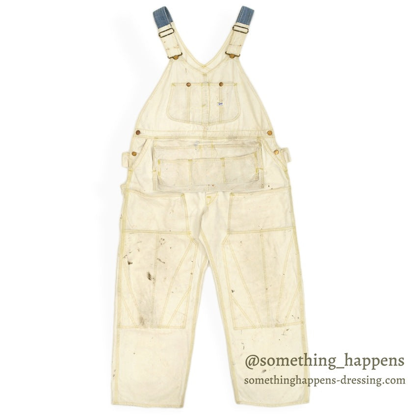 1950s Lee off-white double knee and apron overalls... W39/L28