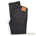 Levi's 501 BLACK DENIM PANTS Made in USA ORANGE STITCH... W34/L32
