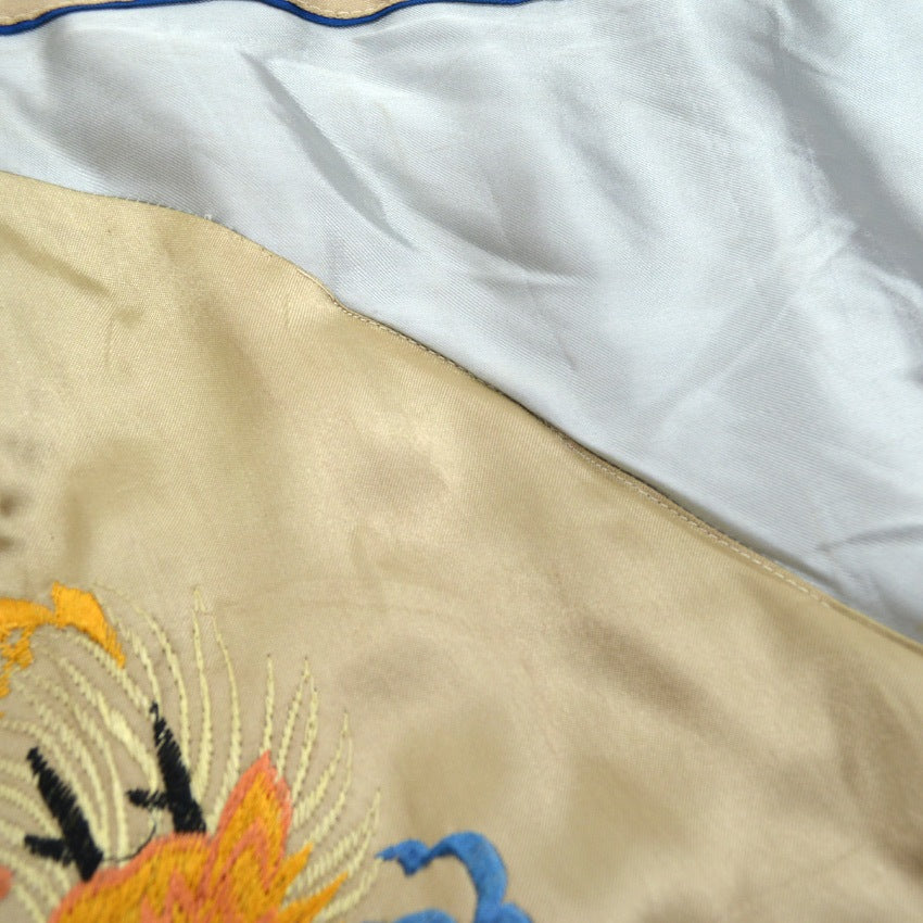 1950s JAPAN SOUVENIR JACKET (Sukajan) Beige with Speed ​​Zipper...