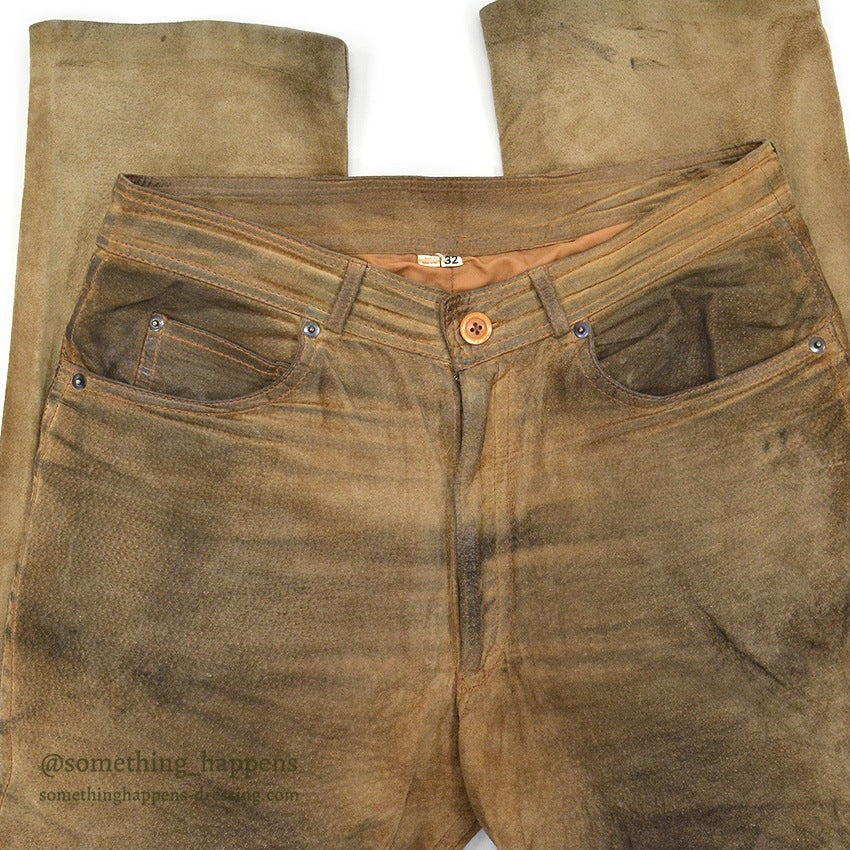 1970's~ SCULLY BROWN LEATHER PANTS...W33/L29