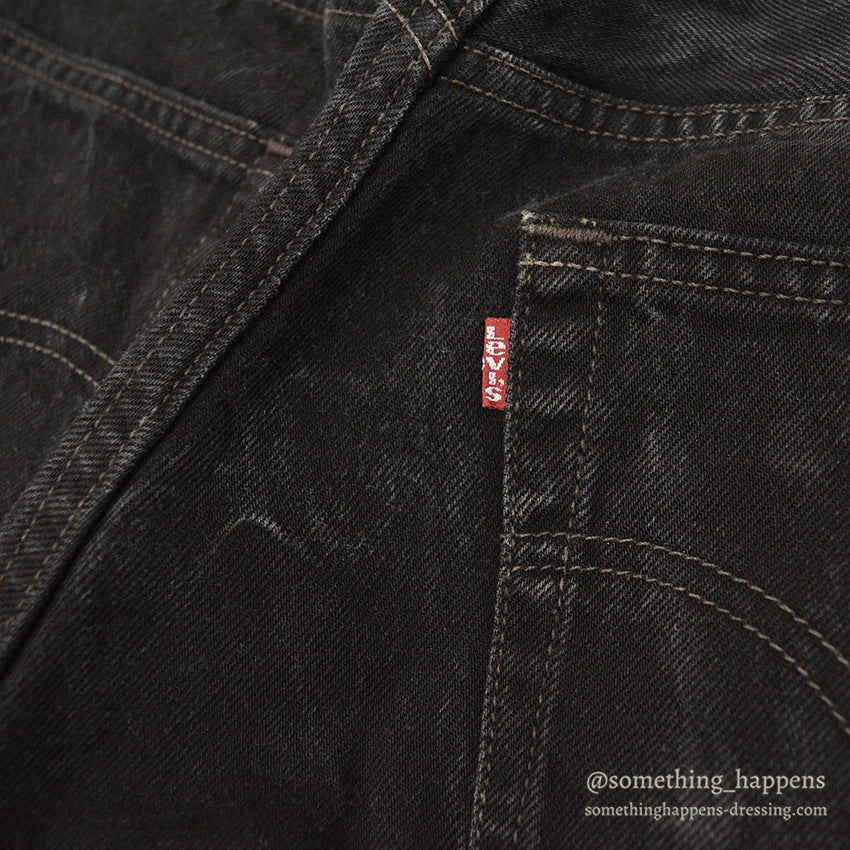 1990's Levi's 501 BLACK DENIM PANTS Made in USA SMOKY FADED... W34/L32