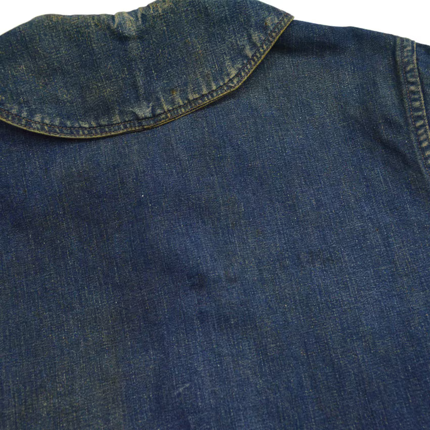 1940s US Navy Shawl Collar Denim Jacket, Dark Navy, Multiple Stencils...