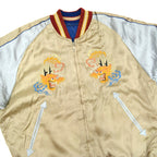 1950s JAPAN SOUVENIR JACKET (Sukajan) Beige with Speed ​​Zipper...