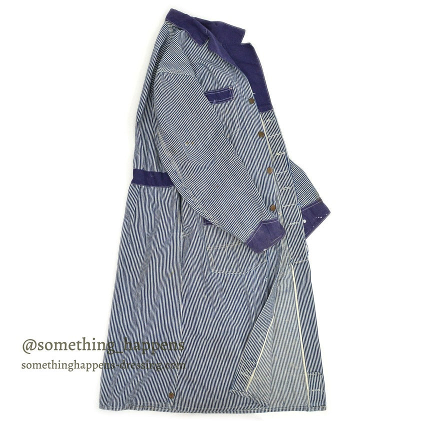 1930's〜 UNUSUAL HICKORY STRIPE SERVICE COAT 機関車ボタン ... Fits like 38