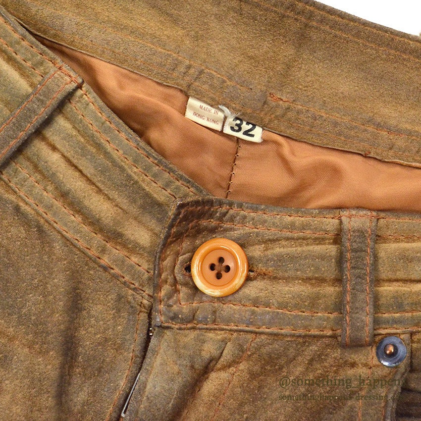 1970's~ SCULLY BROWN LEATHER PANTS...W33/L29