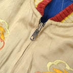 1950s JAPAN SOUVENIR JACKET (Sukajan) Beige with Speed ​​Zipper...