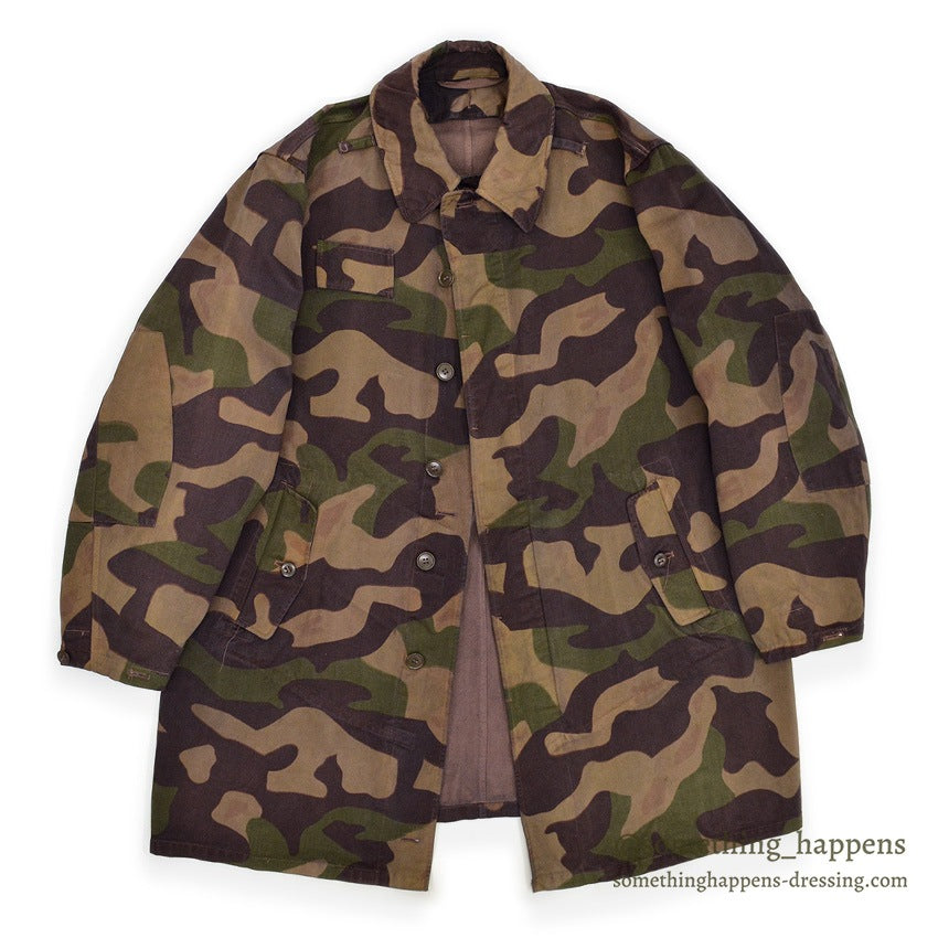 1960's CZECHOSLOVAKIA MILITARY BROWN DYED SALAMANDER PATTERN CAMO COAT...
