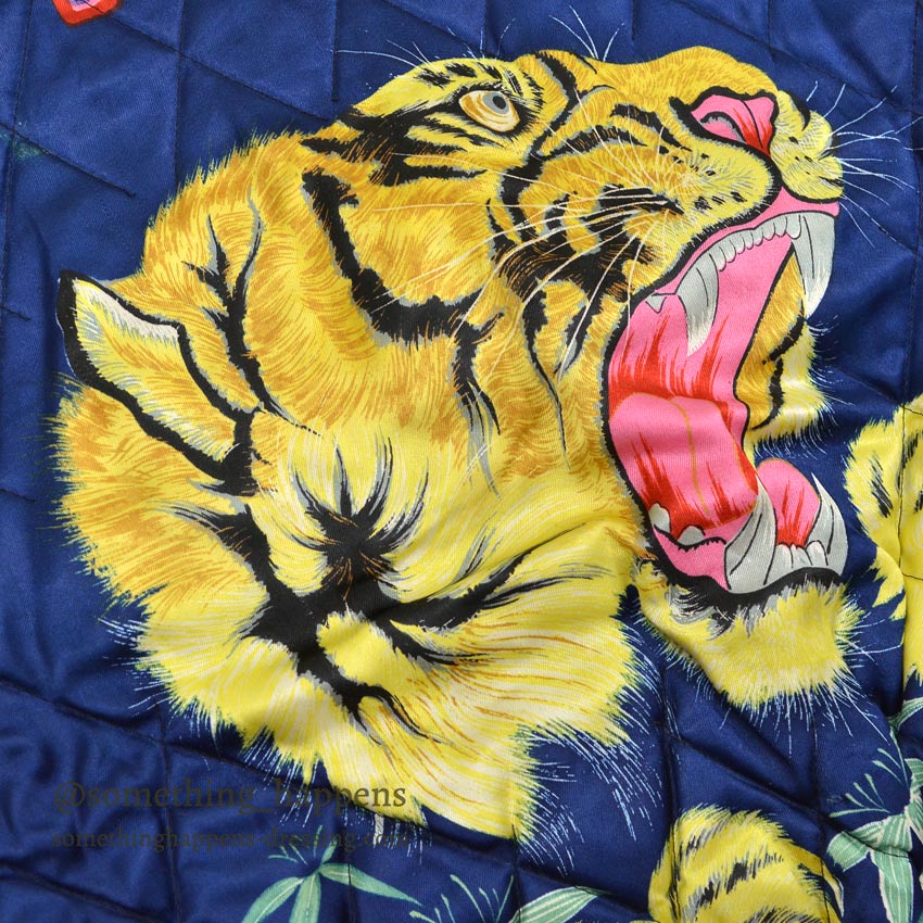1940s- JAPAN SOUVENIR JACKET PRINTED TIGER HEAD Printed Sukajan Jacket...