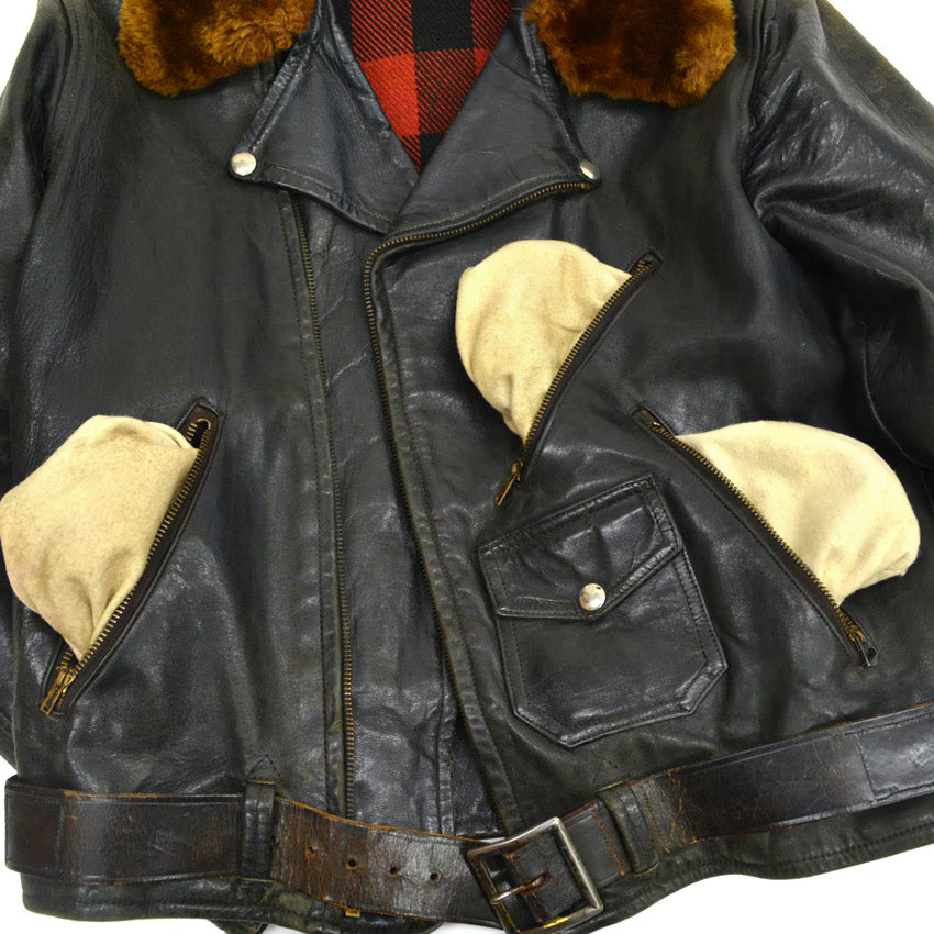 50's Genuine Horsehide FRONT QUARTERS Horsehide Double Riders Jacket... 40