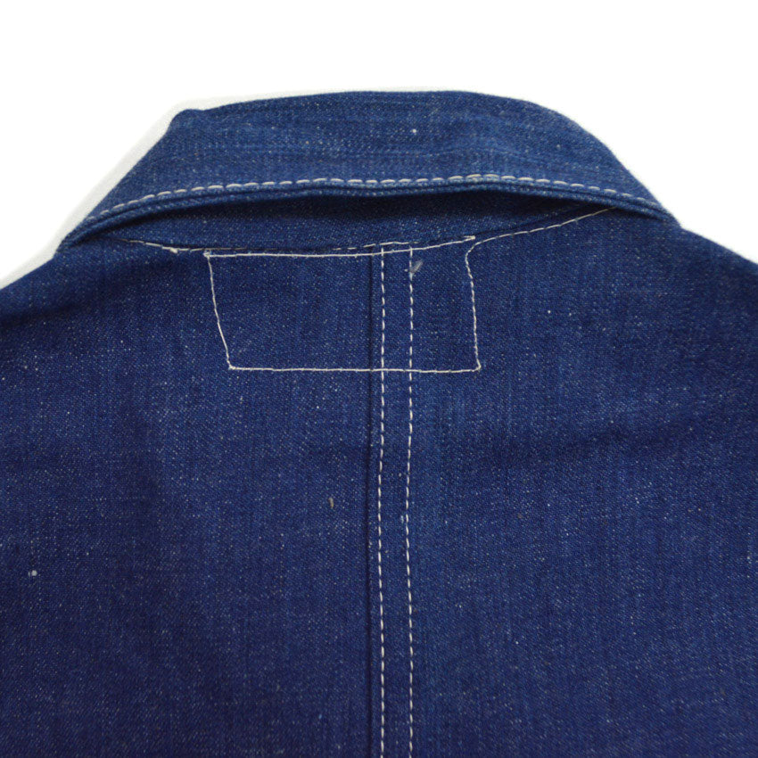 ~60's Black Lacquer Double Stitch Denim Coveralls, Mint... Size 42