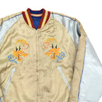 1950s JAPAN SOUVENIR JACKET (Sukajan) Beige with Speed ​​Zipper...