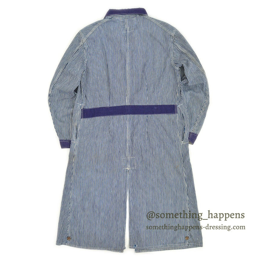 1930's〜 UNUSUAL HICKORY STRIPE SERVICE COAT 機関車ボタン ... Fits like 38