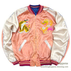 1940s- JAPAN SOUVENIR JACKET (Sukajan) with patch pockets, hawk, tiger, and dragon design, SPEED zipper...