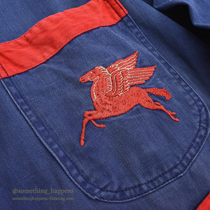 1940's Lee MOBIL PEGASUS EMBROIDERY HBT SHOP COAT TWO-TONE ... 42