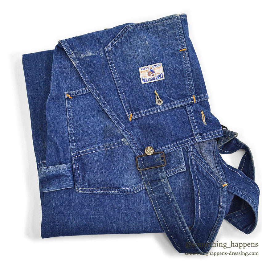 1940's CAN'T BUST'EM WW2 DENIM OVERALL / UNUSUAL DETAIL ... W36/L29