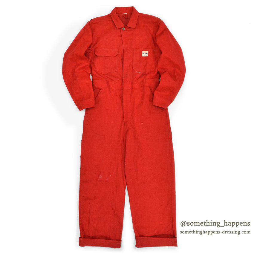 1950's HERCULES NATION-ALLS RED HBT WORK COVERALL ... 38R
