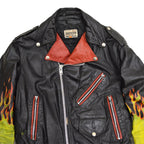 70's CANAL JEAN CO. Two-tone double rider jacket, hand-painted...