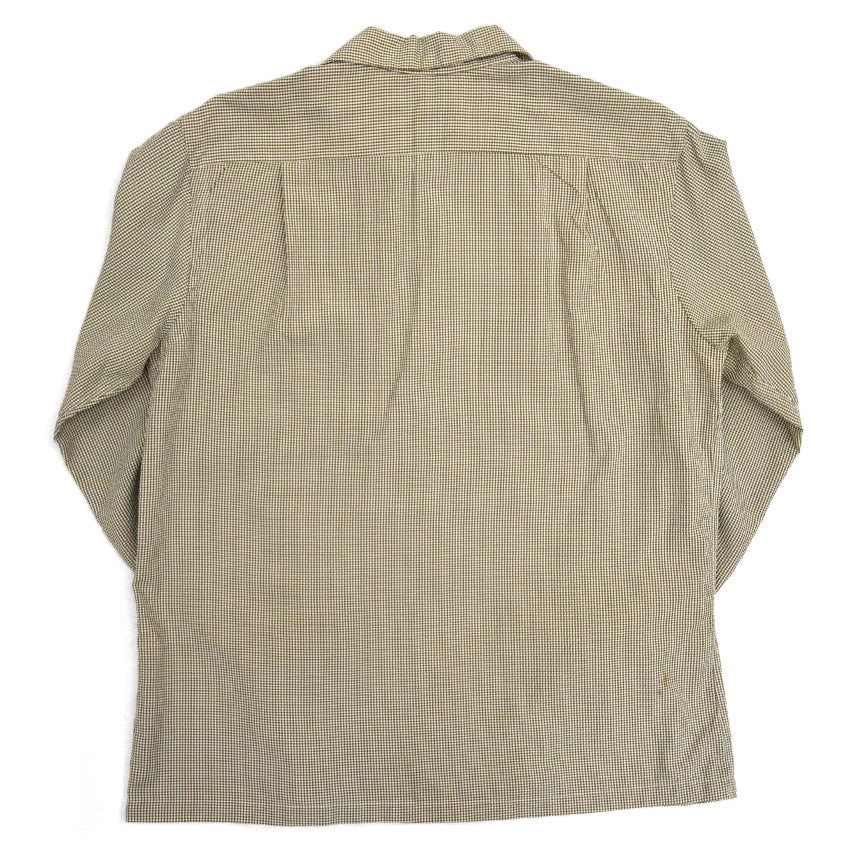 50's SUN FASHIONS sportswear シアサッカー ギンガムチェックシャツ 茶... M