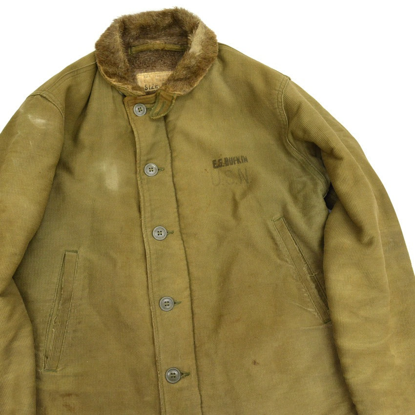 1940s USN N-1 Deck Jacket, Stenciled, Early Model, Pique... Size 36