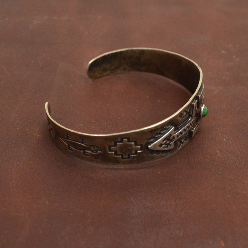 1930's~ Navajo Swastika with Turquoise Silver Bangle...