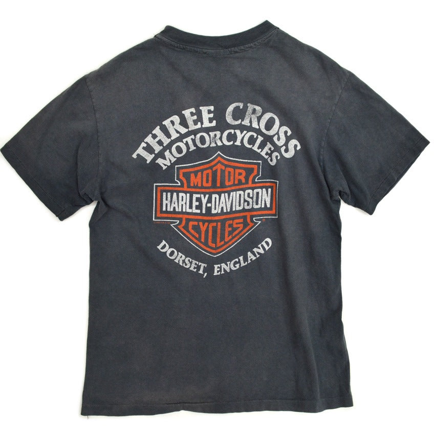 80's HARLEY DAVIDSON 'All Cotton Double-Sided' England Dealer...