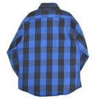 70's FIVE BROTHER Block Check Blue x Black Flannel Shirt ... M