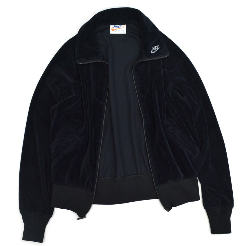 70's NIKE ALL BLACK VELOR TRACK JACKET... L