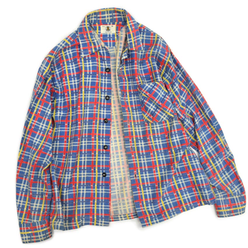 50's BLUEBELL Flannel Shirt with Vertical Bell Embroidery Tag and Print...