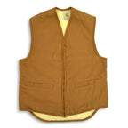 70's Deadstock Carhartt Brown Duck Vest with Boa... M