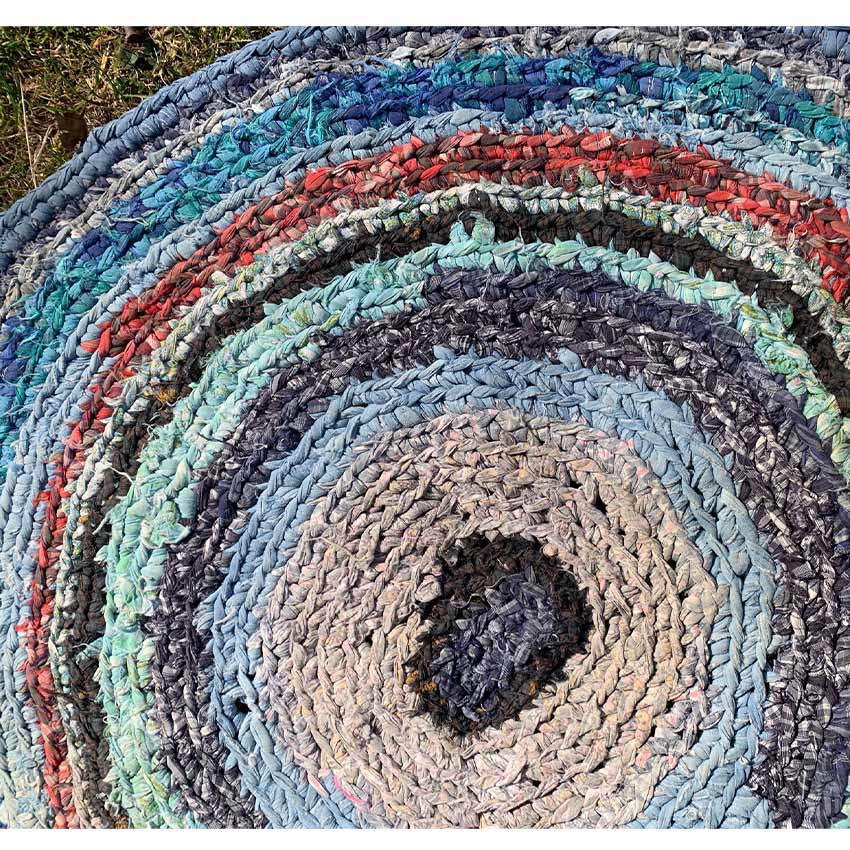 Old American Circle Braided Rug Handmade... Medium 78cm