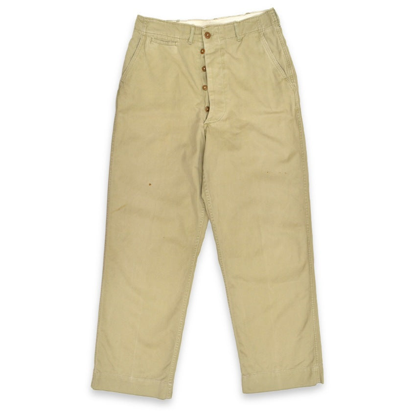 40's U.SARMY 1945 TROUSERS COTTON KAHKI CHINO ... W31 L31