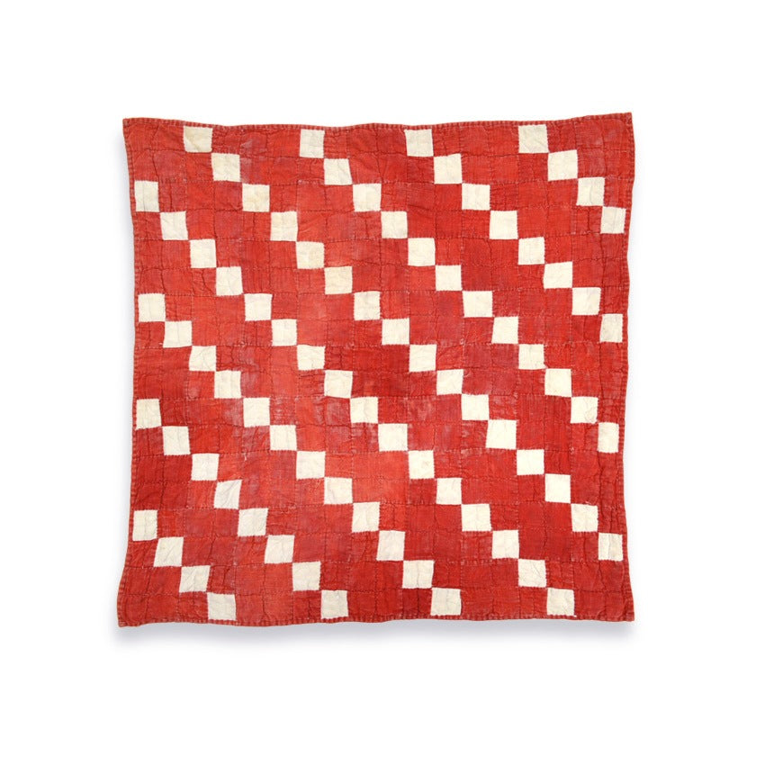 Old Handmade Patchwork Quilt Red & White...52cm×52cm