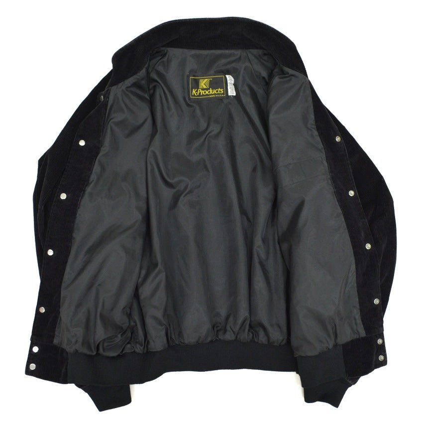 90's K-Products BLACK PLAIN CORDUROY JACKET...XL