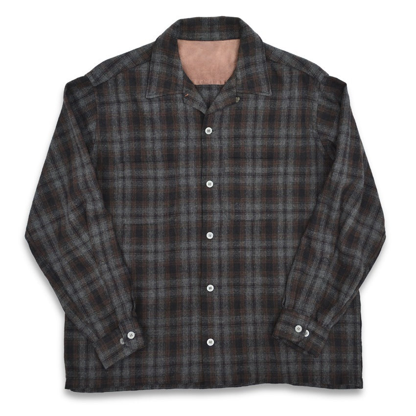 50's~ Ombre Check WOOL & RAYON Blend Shirts...