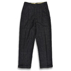1950s-era black pinstripe Fleck Pattern kasuri wool slacks...
