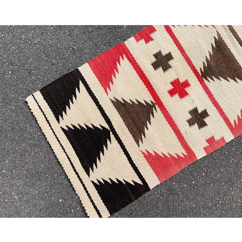Circa 1940's Navajo Rug Cross Black and Brown Side...