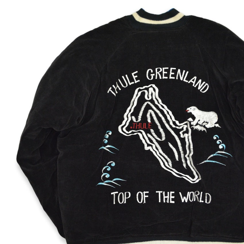 1950s THULE GREENLAND SOUVENIR JACKET (Sukajan, black velvet)...
