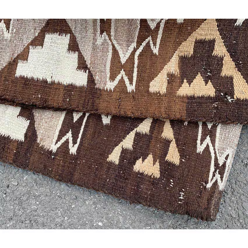 c.1920's Navajo Rug Brown Lightning Bolt Gray Field...