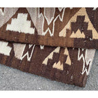 c.1920's Navajo Rug Brown Lightning Bolt Gray Field...