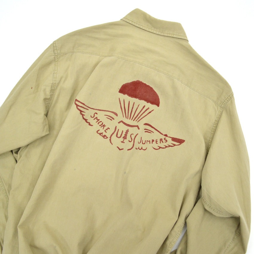 1950's PENNEY'S BIGMAC US SMOKE JUMPERS STENCIL POPLIN SHIRT ... M