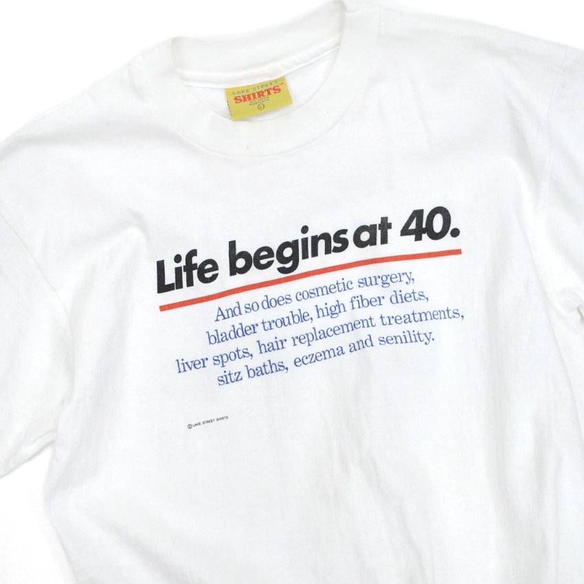1990's LAKE STREET SHIRTS " 人生は40歳から " T-shirt ... L